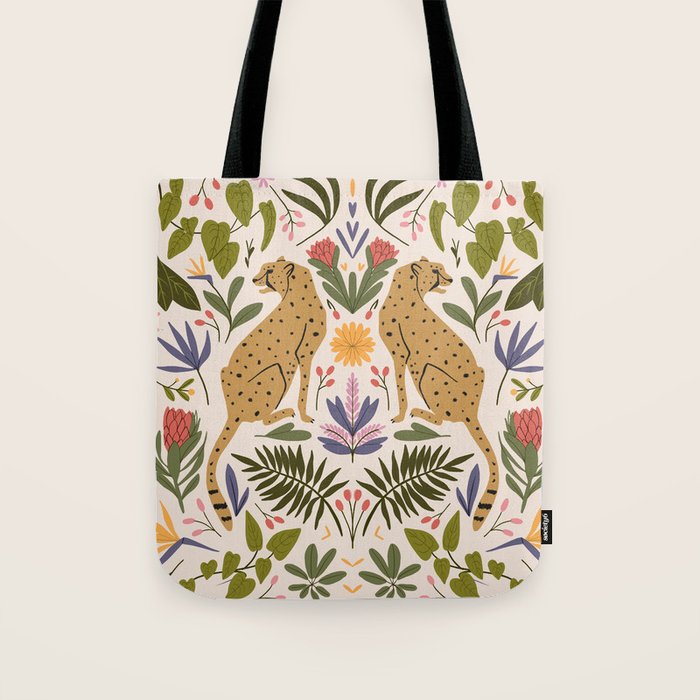 Modern colorful folk style cheetah print  Tote Bag Gallery Image 1