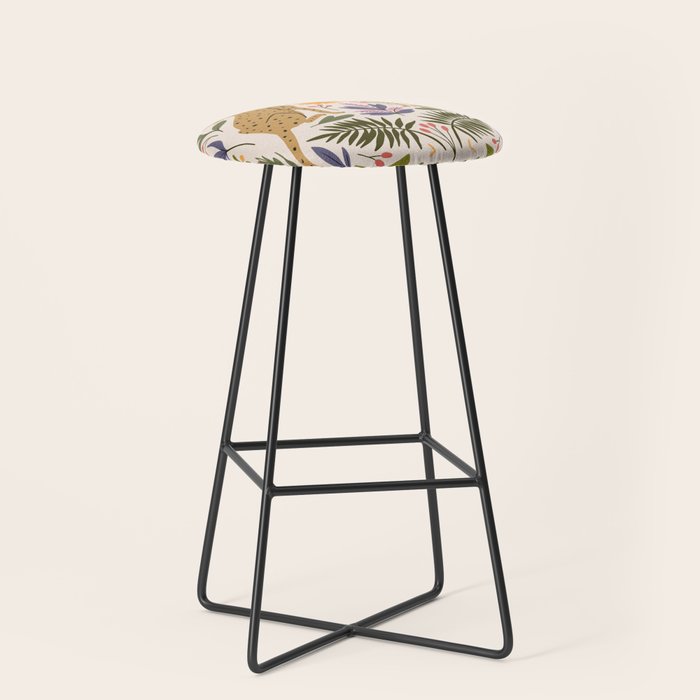 Modern colorful folk style cheetah print  Stool Gallery Image 1