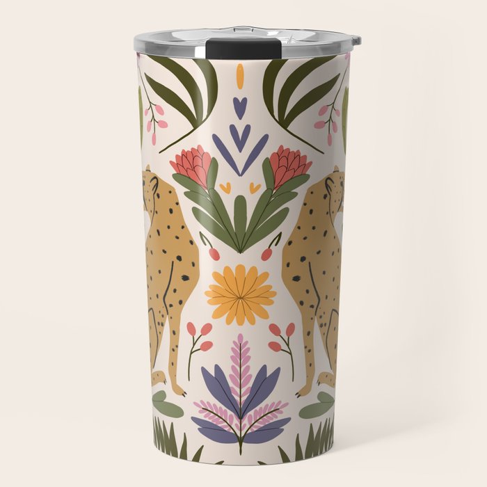 Modern colorful folk style cheetah print  Travel Mug Gallery Image 1
