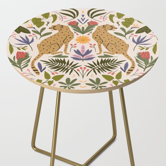 Modern colorful folk style cheetah print  Side Table Gallery Image 2