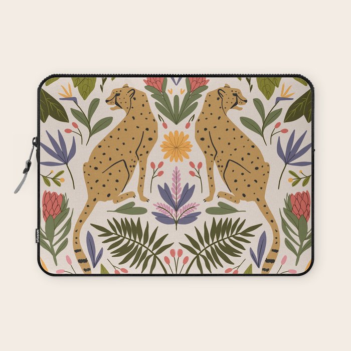 Modern colorful folk style cheetah print  Laptop Sleeve Gallery Image 1