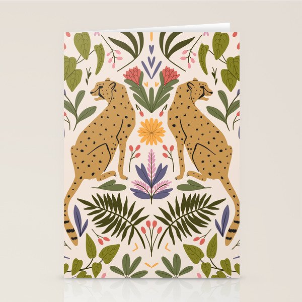 Modern colorful folk style cheetah print  Stationery Card Gallery Image 2
