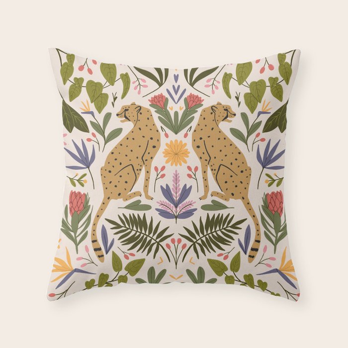 Modern colorful folk style cheetah print  Throw Pillow Gallery Image 6