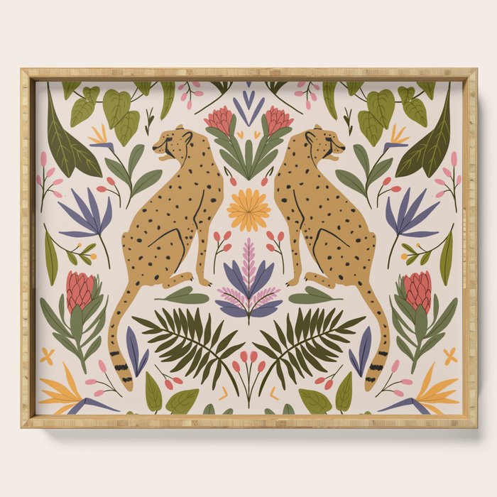 Modern colorful folk style cheetah print  Serving Tray Gallery Image 1