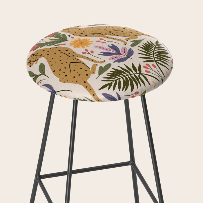 Modern colorful folk style cheetah print  Stool Gallery Image 2