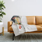 Minimal Collage Floral Portrait 4 Throw Blanket Gallery Image 1