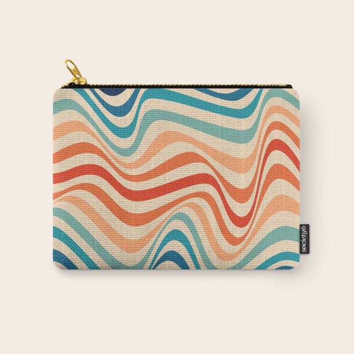 Retro 70s Color Palette | Optical Wave Illusion Carry All Pouch Gallery Image 1