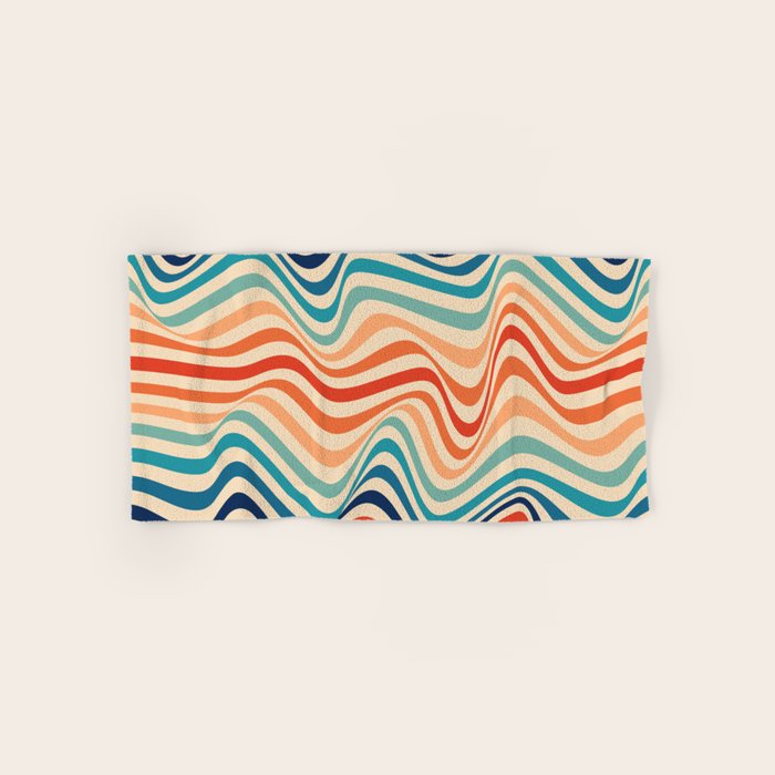Retro 70s Color Palette | Optical Wave Illusion Bath Towel Gallery Image 1