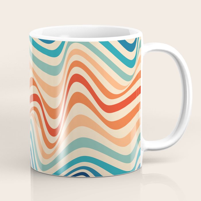 Retro 70s Color Palette | Optical Wave Illusion Coffee Mug Gallery Image 1