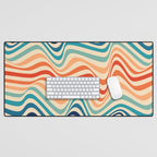 Retro 70s Color Palette | Optical Wave Illusion Desk Mat Gallery Image 1