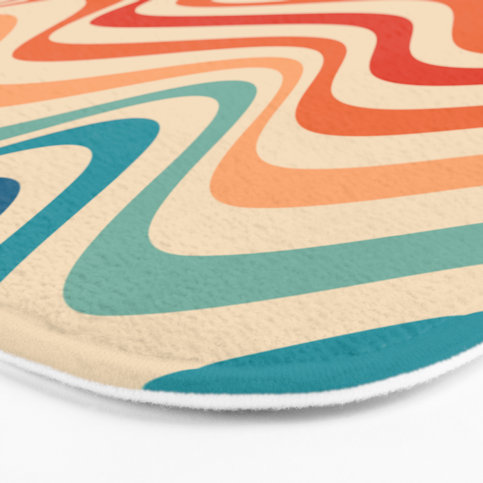 Retro 70s Color Palette | Optical Wave Illusion Bath Mat Gallery Image 3