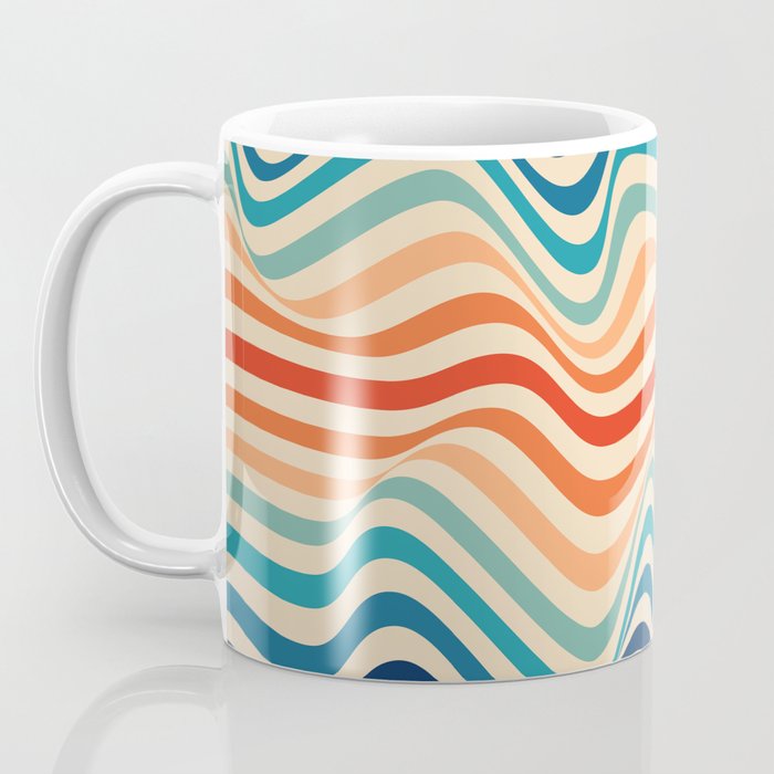 Retro 70s Color Palette | Optical Wave Illusion Coffee Mug Gallery Image 3