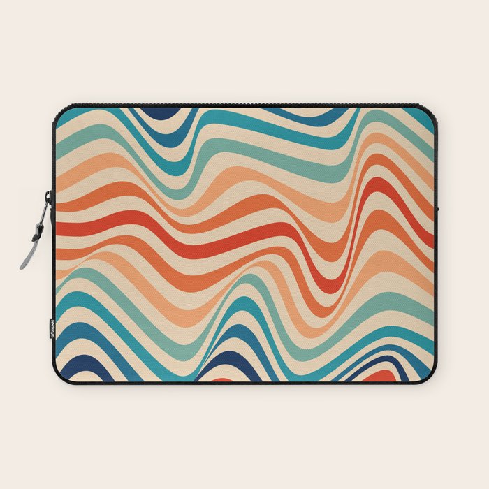 Retro 70s Color Palette | Optical Wave Illusion Laptop Sleeve Gallery Image 1