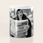Roaring Twenties French Flapper Girl Reading Newspaper on the Street, Paris female portrait black and white photography - photographs Coffee Mug Gallery Image 4