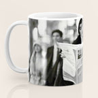 Roaring Twenties French Flapper Girl Reading Newspaper on the Street, Paris female portrait black and white photography - photographs Coffee Mug Gallery Image 3