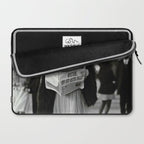 Roaring Twenties French Flapper Girl Reading Newspaper on the Street, Paris female portrait black and white photography - photographs Laptop Sleeve Gallery Image 2