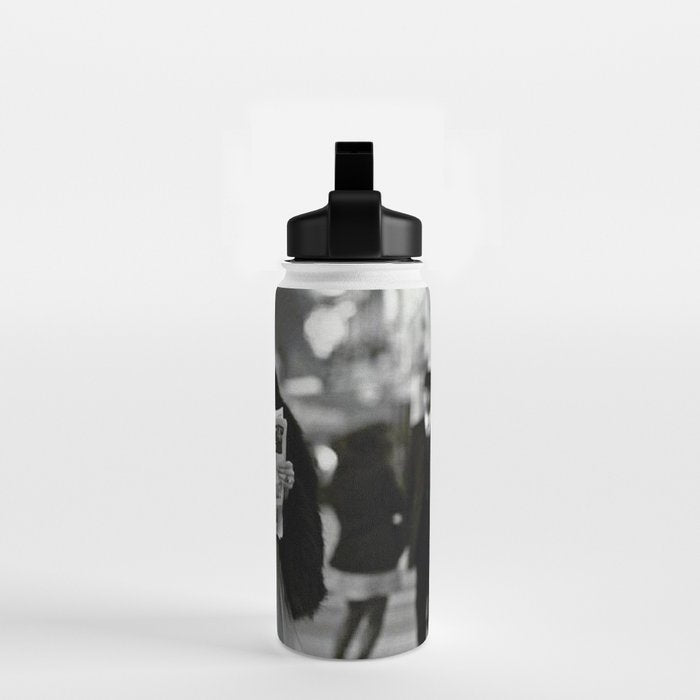 Roaring Twenties French Flapper Girl Reading Newspaper on the Street, Paris female portrait black and white photography - photographs Water Bottle Gallery Image 2