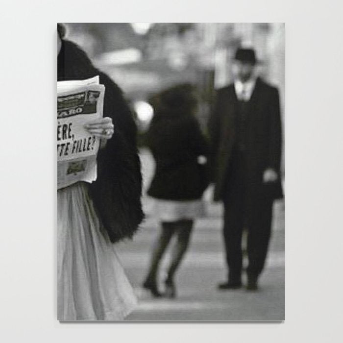 Roaring Twenties French Flapper Girl Reading Newspaper on the Street, Paris female portrait black and white photography - photographs Notebook Gallery Image 4