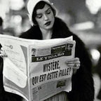 Roaring Twenties French Flapper Girl Reading Newspaper on the Street, Paris female portrait black and white photography - photographs Coffee Mug Gallery Image 2