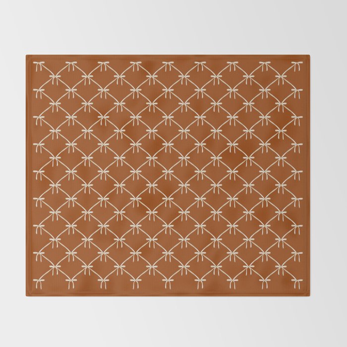 Bows & Ribbons Pattern XIV Rust Throw Blanket Gallery Image 2