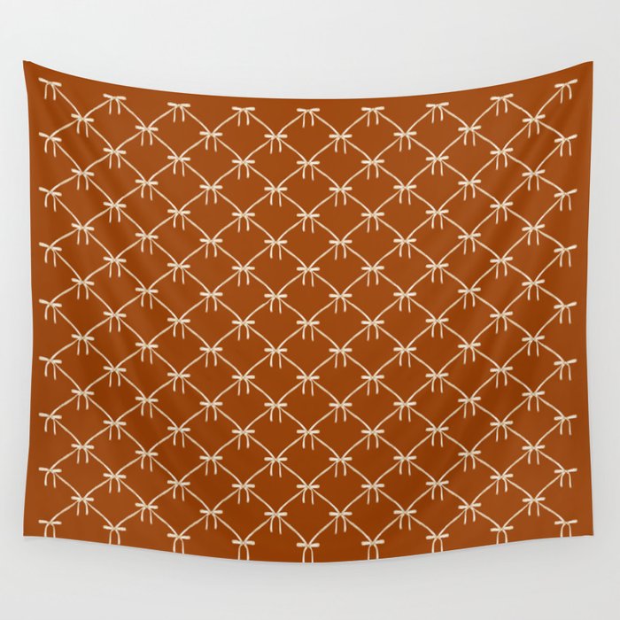 Bows & Ribbons Pattern XIV Rust Wall Tapestry Gallery Image 4