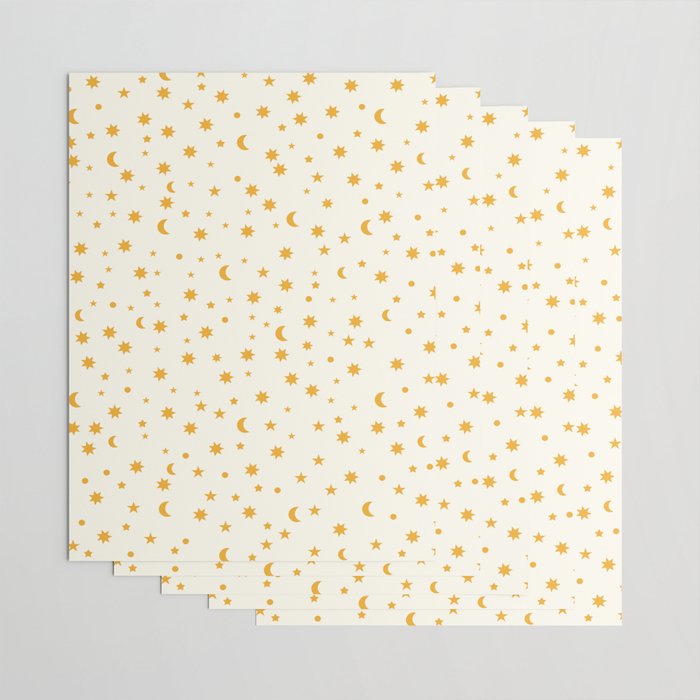Moon Stars Pattern - Gold Wrapping Paper Gallery Image 3