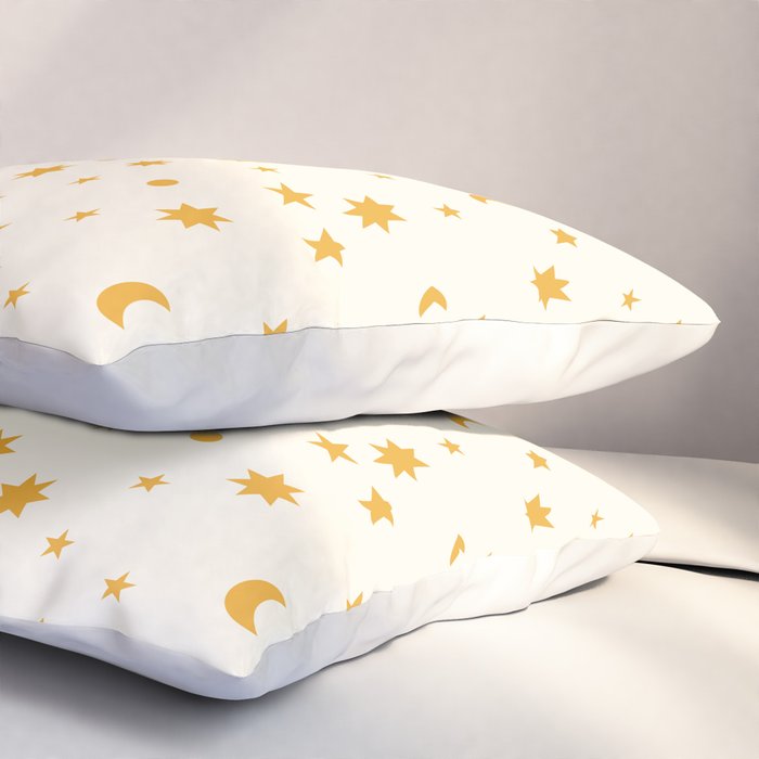 Moon Stars Pattern - Gold Pillow Sham Gallery Image 3