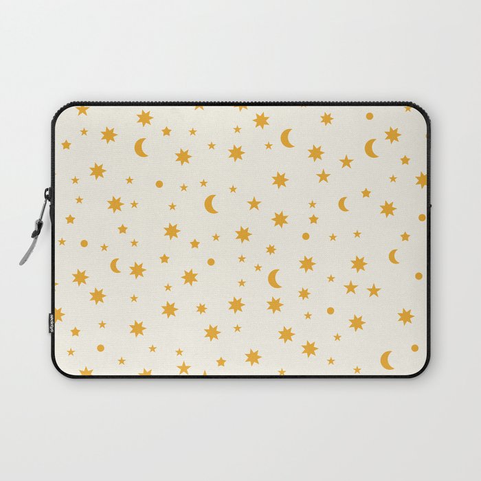 Moon Stars Pattern - Gold Laptop Sleeve Gallery Image 1