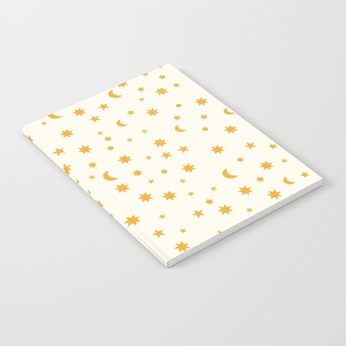 Moon Stars Pattern - Gold Notebook