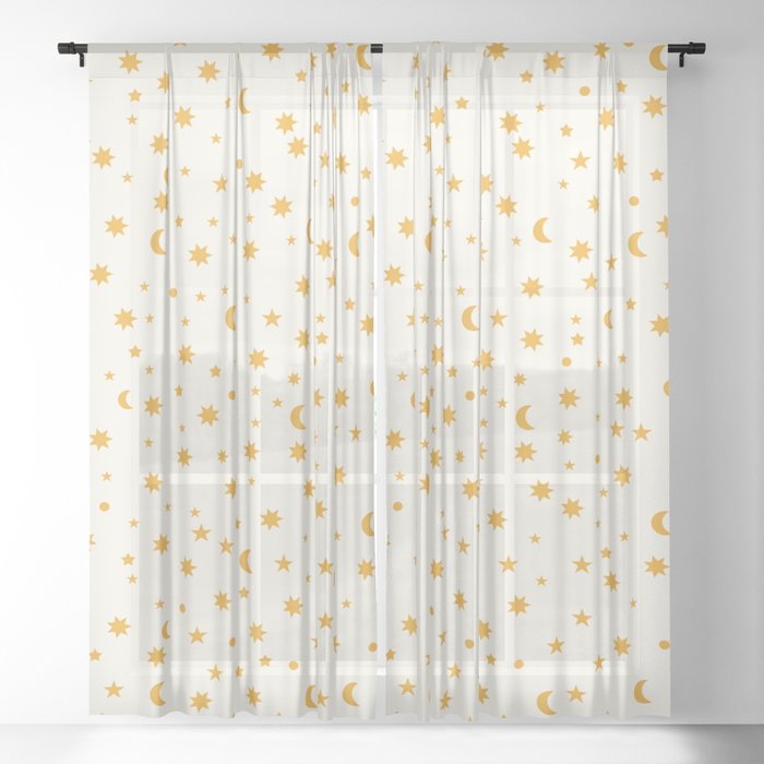 Moon Stars Pattern - Gold Window Curtain Gallery Image 21