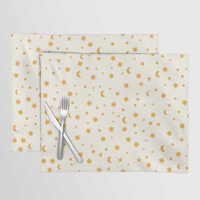 Moon Stars Pattern - Gold Placemat Gallery Image 1
