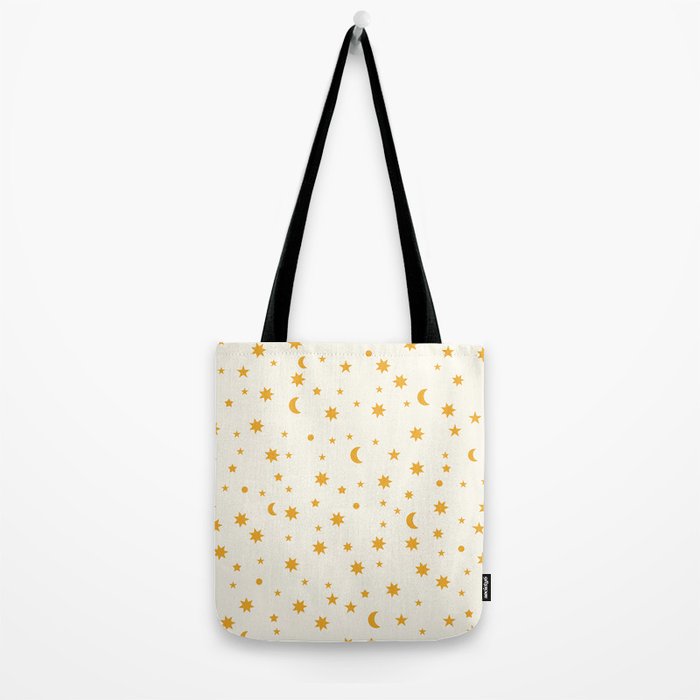 Moon Stars Pattern - Gold Tote Bag Gallery Image 2