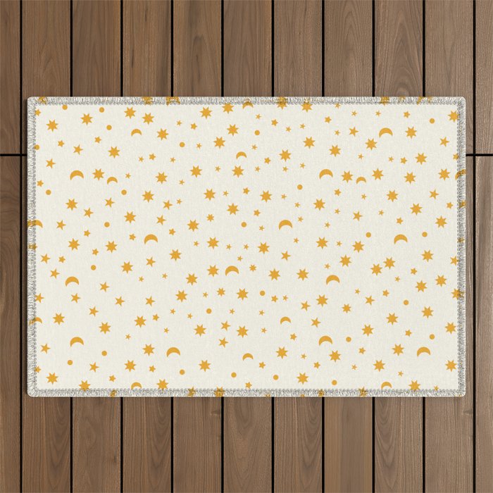 Moon Stars Pattern - Gold Outdoor Rug Gallery Image 1