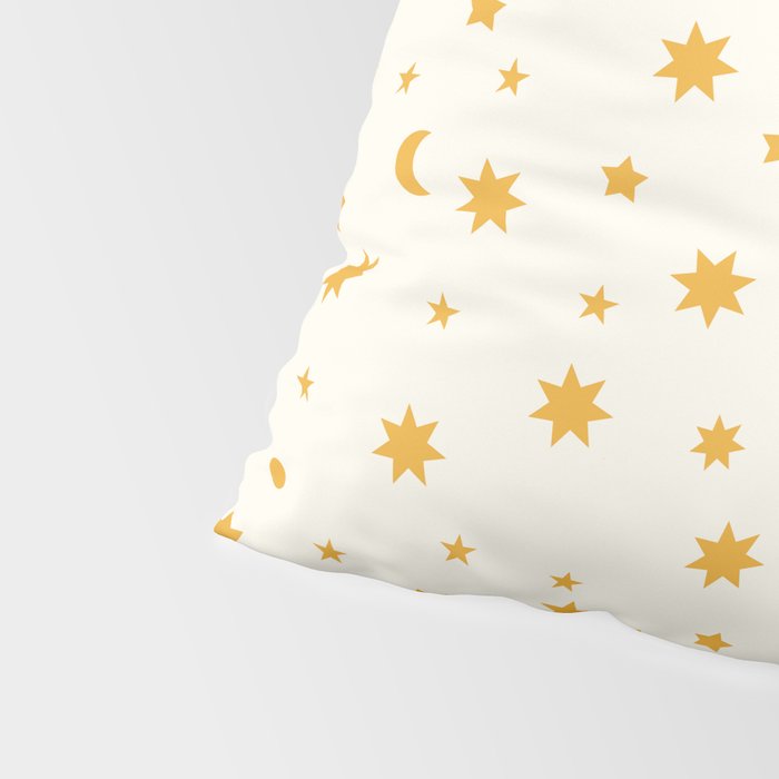 Moon Stars Pattern - Gold Pillow Sham Gallery Image 4
