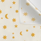 Moon Stars Pattern - Gold Wall Tapestry Gallery Image 3
