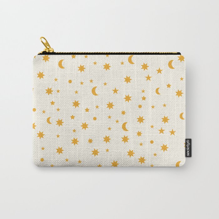 Moon Stars Pattern - Gold Carry All Pouch Gallery Image 1