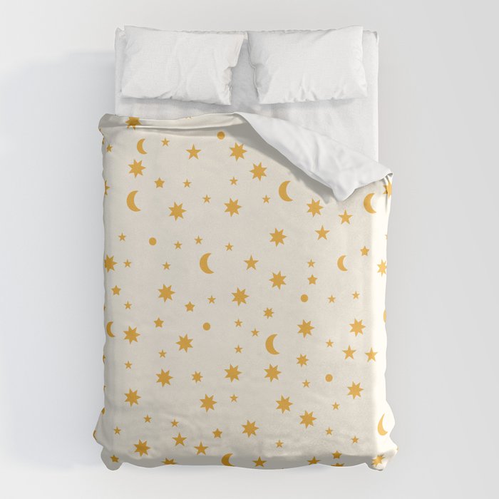Moon Stars Pattern - Gold Duvet Cover Gallery Image 6