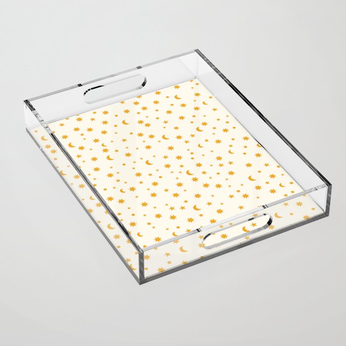 Moon Stars Pattern - Gold Acrylic Tray Gallery Image 1