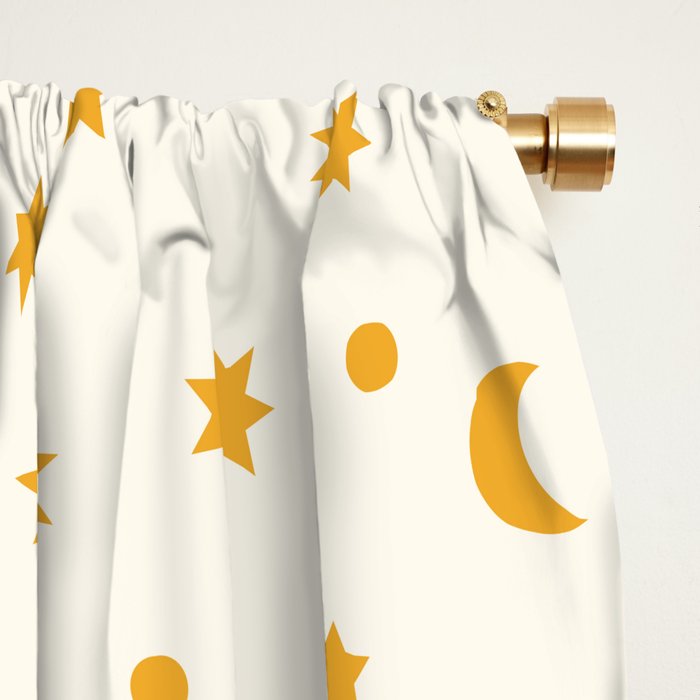 Moon Stars Pattern - Gold Window Curtain Gallery Image 2