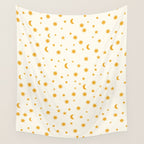 Moon Stars Pattern - Gold Wall Tapestry Gallery Image 4