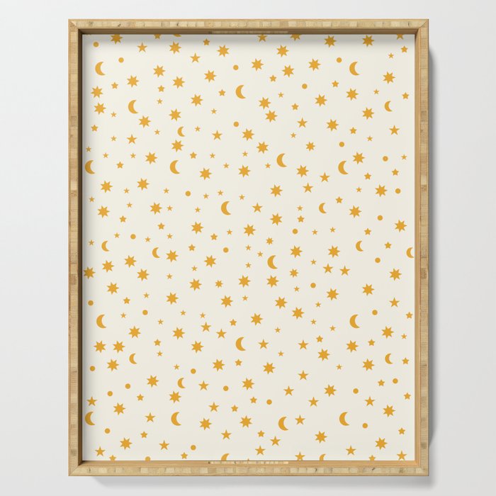 Moon Stars Pattern - Gold Serving Tray Gallery Image 1