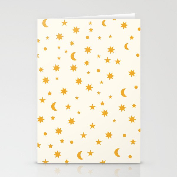 Moon Stars Pattern - Gold Stationery Card Gallery Image 2