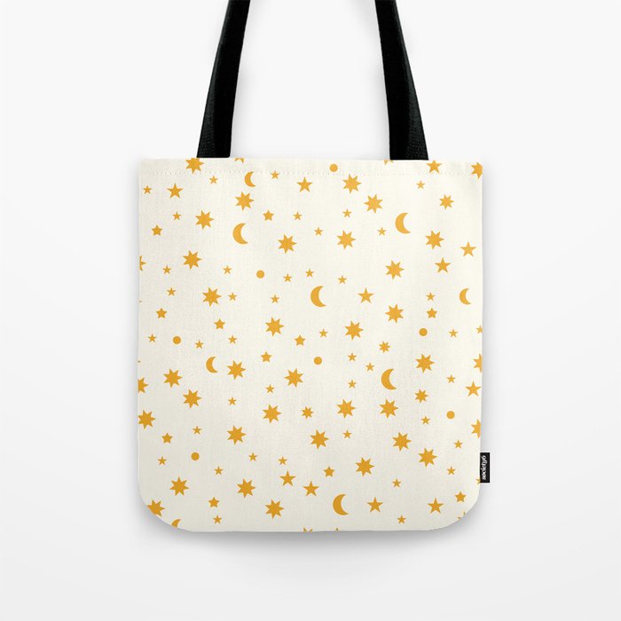 Moon Stars Pattern - Gold Tote Bag Gallery Image 1
