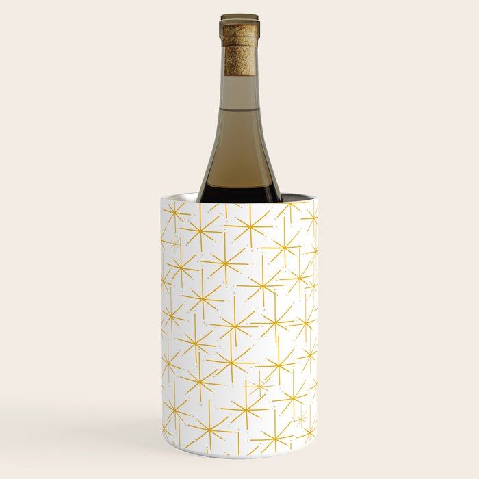 Stella - Atomic Age Midcentury Modern Minimalist Pattern in Light Mustard Yellow and White Wine Chiller Gallery Image 2