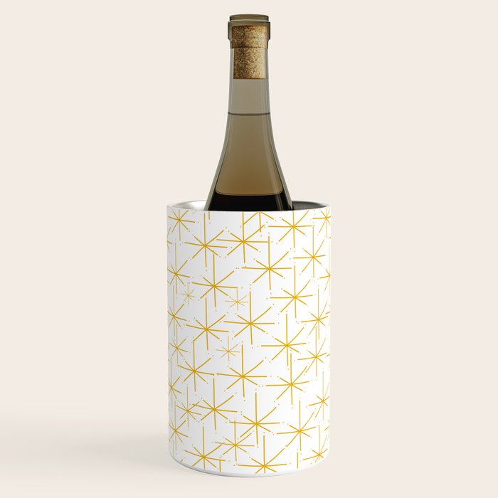 Stella - Atomic Age Midcentury Modern Minimalist Pattern in Light Mustard Yellow and White Wine Chiller Gallery Image 3