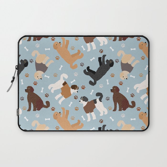 Labradoodle / Goldendoodle Dog Paws and Bones Pattern Laptop Sleeve Gallery Image 1