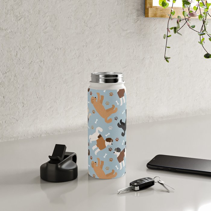 Labradoodle / Goldendoodle Dog Paws and Bones Pattern Water Bottle Gallery Image 4