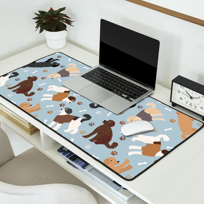 Labradoodle / Goldendoodle Dog Paws and Bones Pattern Desk Mat Gallery Image 2