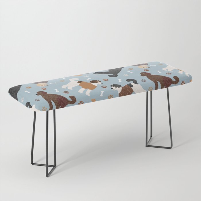 Labradoodle / Goldendoodle Dog Paws and Bones Pattern Bench Gallery Image 1