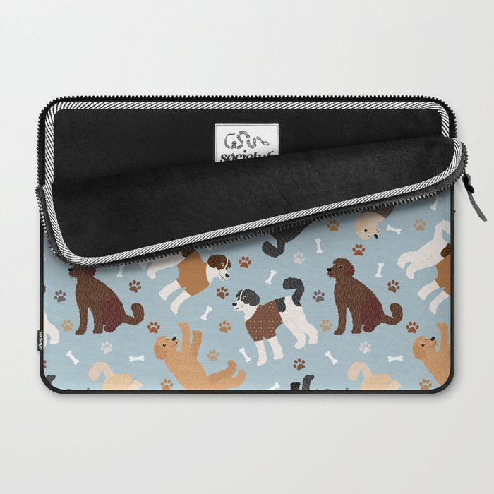Labradoodle / Goldendoodle Dog Paws and Bones Pattern Laptop Sleeve Gallery Image 2